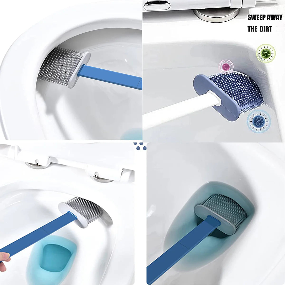 0023. Flex Clean Pro Silicone Toilet Brush with Quick-Dry Ho